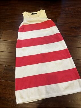 Sleeveless Pinkish Red and White Striped Women’s Dress